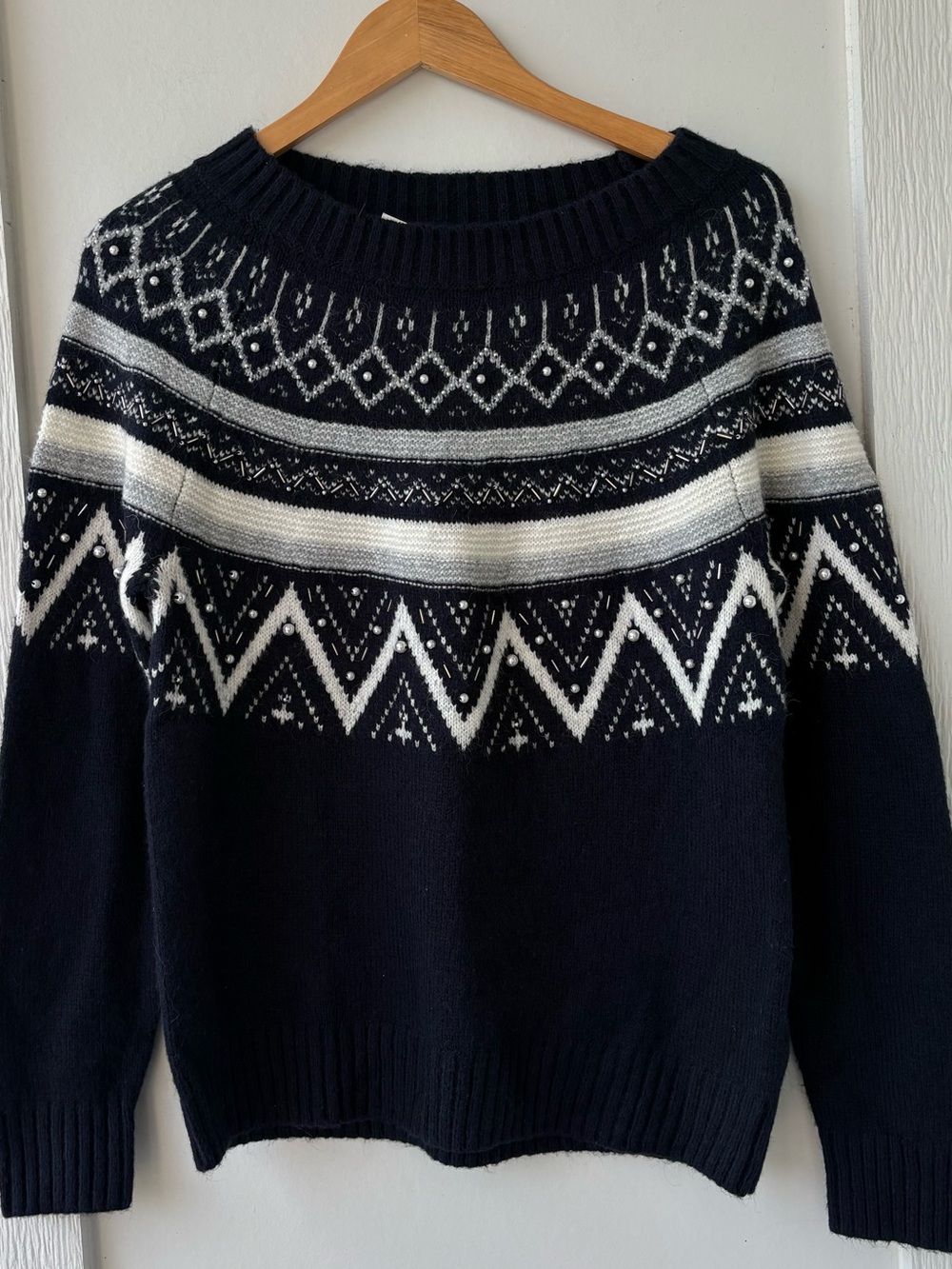 Talbots Embroidered Yoke Boatneck Pullover - Fair Isle Medium NWT - Picture 3 of 8